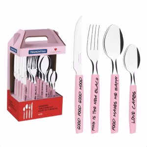 Faqueiro My Lovely Kitchen Rosa com Lâminas em Aço Inox e Cabos de Polipropileno 16 Peças Tramontina - 29899091