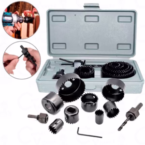 Kit Jogo Serra Copo Para Madeira Gesso e Pvc Com 11 Peças + Estojo Profissional Hobby