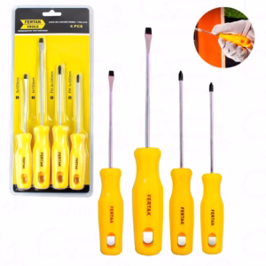 Kit Jogo De Chave Fenda E Philips 4 Peças Profissional Cabo Ergonômico Resistente Aço Cr-V 3/16Pol.