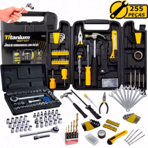 Jogo Ferramentas 255 Peças Multiuso Geral Chave Catraca Reversível Brocas Titanium Chave Combinada