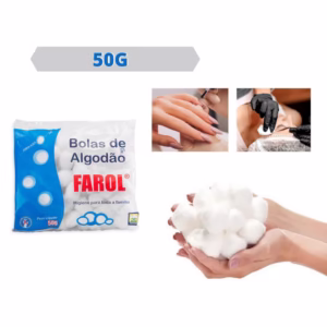 Algodão Farol Bolas 50g Limpeza Facil Remove Maquiagem Higiene Bebês Manicure Super Absorvente