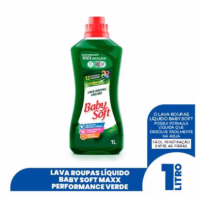 LAVA ROUPAS LIQUIDO BABY SOFT MAX PERFORMANCE - VERDE 1L - Imagem 2
