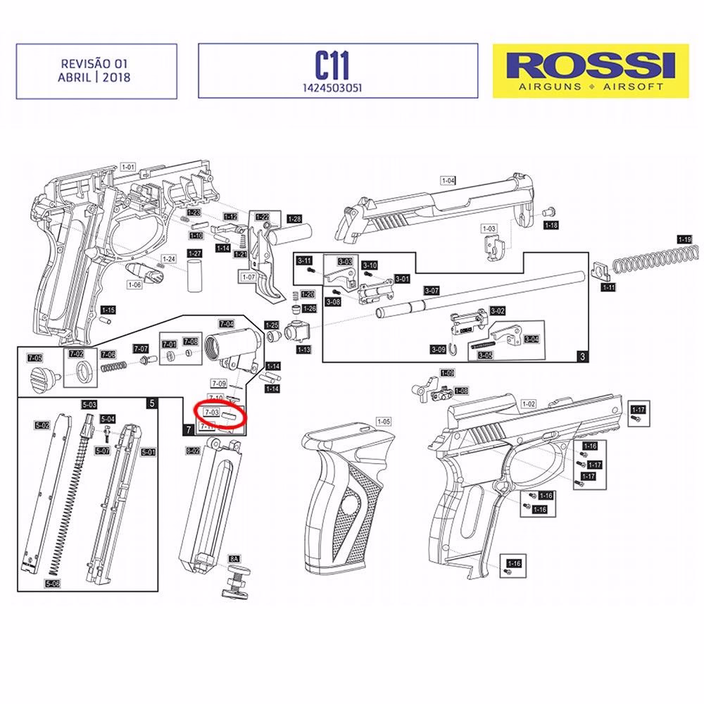 Anel Oring de Vedação Wingun C11 Rossi CO2 4.5mm 6mm - Imagem 2