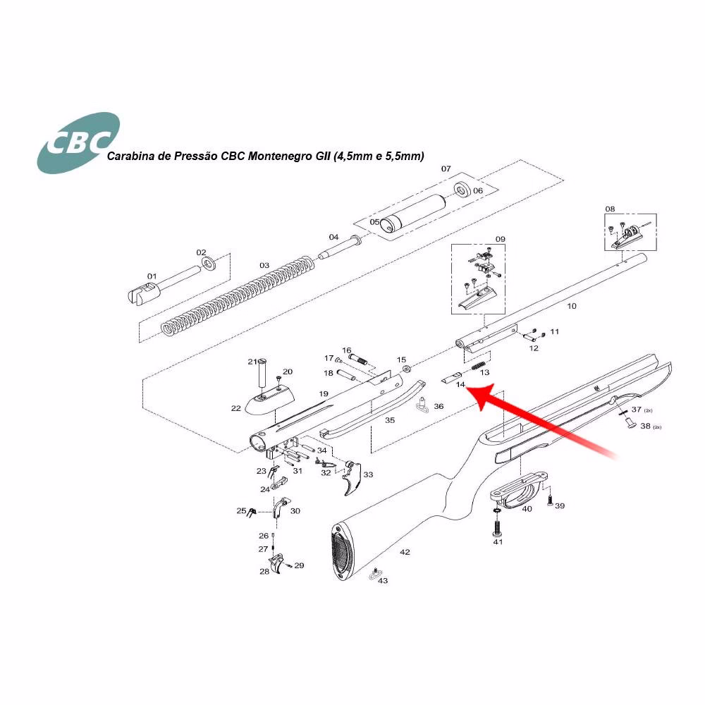 Trinco do Cano G2 Special Nitro 800 CBC Original - Imagem 2
