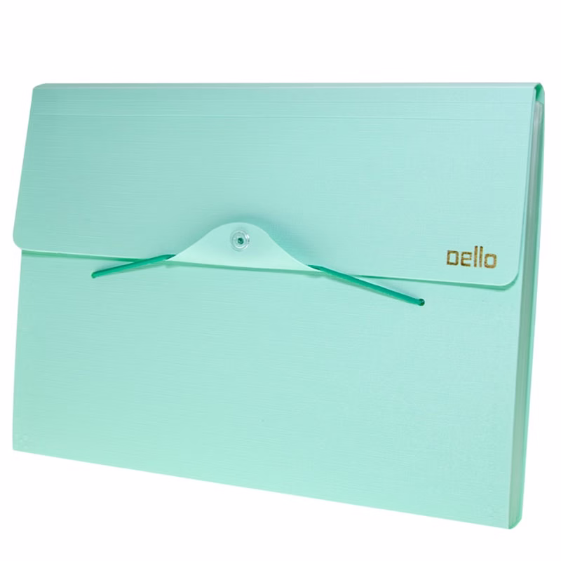 Pasta sanfonada A4 com 12 divisórias Linho serena Verde pastel 6096.VP Dello