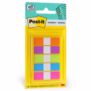 Marcador de página adesivo Post-it Flags 5 cores neon 12x43mm 100 folhas 3M