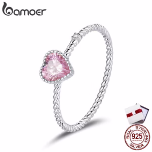 Bamoer Real 925 Prata Esterlina Rosa Amor Para Moda Feminina Jóias Finas Presente BSR157