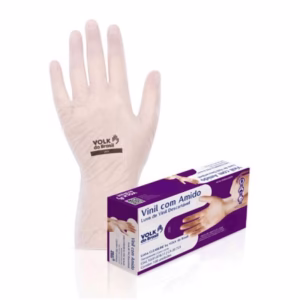 Luva de vinil descartável G com amido com 100 unidades Volk
