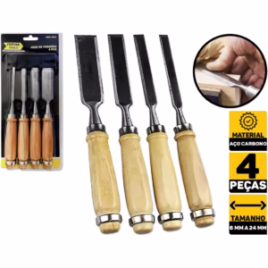 Jogo De Formões Para Madeira Entalhador Entalhe 4 Pcs Fertak 4811