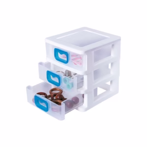 Gaveteiro plástico de mesa pequeno com 3 gavetas GV-17 São Bernardo