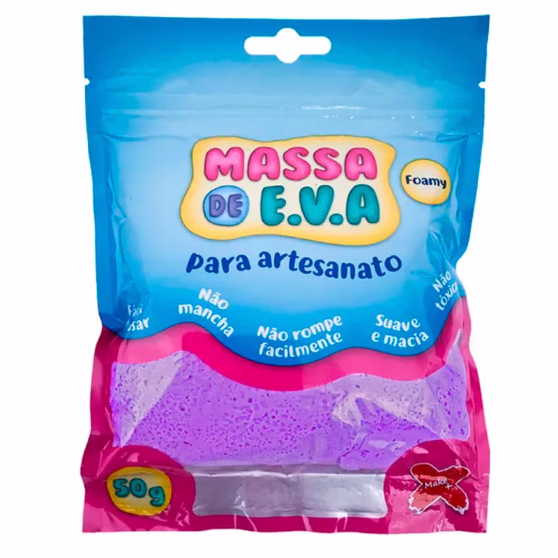 Massa de EVA Foamy para artesanato 50g Roxo 13010 Gatte
