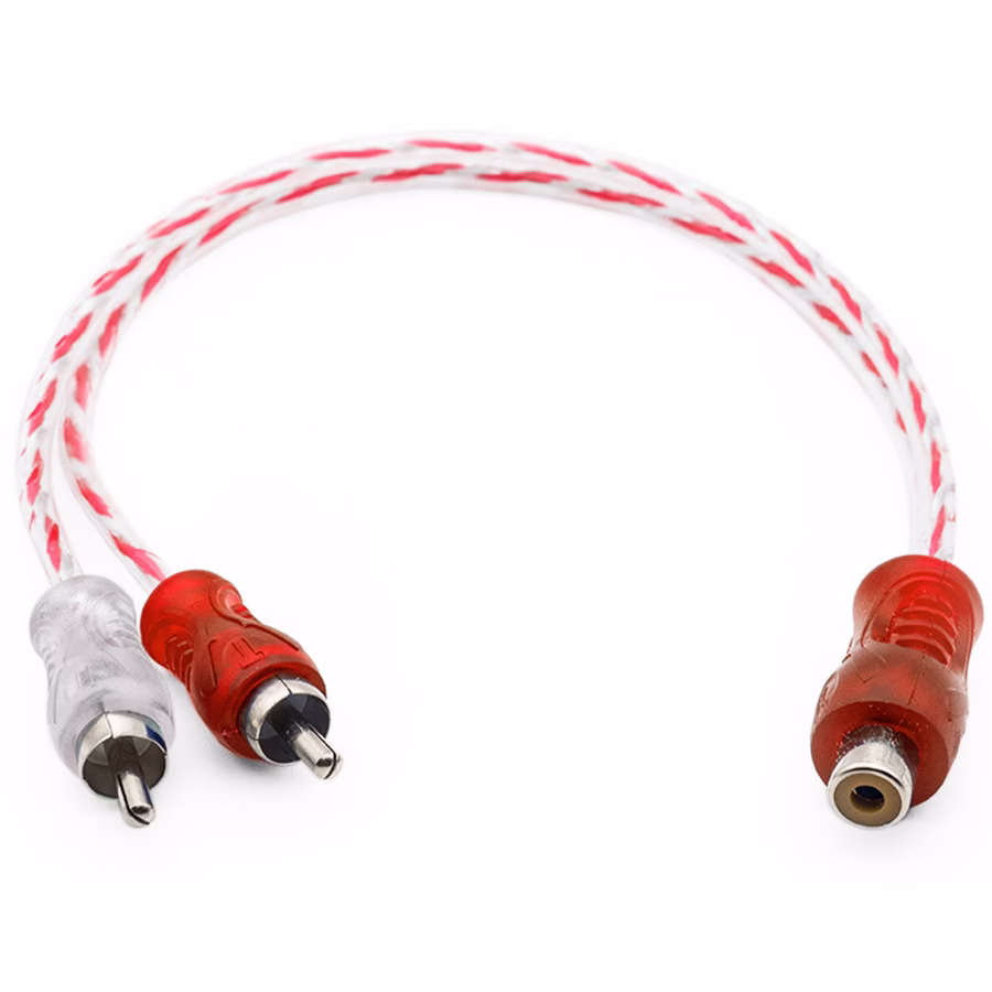 10 Cabo Y RCA Blindado 1 Femea 2 Macho Injetado Vermelho 4mm - Imagem 2