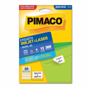 Etiqueta inkjet/laser A5Q2232 com 12 folhas Pimaco