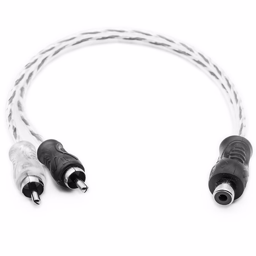 Cabo Y RCA Blindado 1 Femea 2 Machos Injetado Preto 4mm