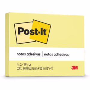 Bloco de notas adesivas Post-it amarelo 76x102mm 100 folhas 3M