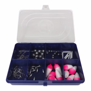 Estojo Completo Anzol Boias e Chumbada Para Pesca de Lambari