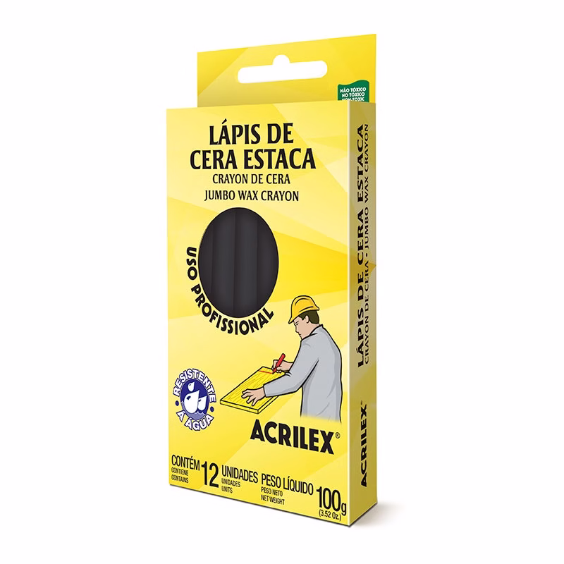 Giz de cera estaca preto 12 unidades 520 Acrilex