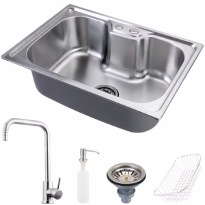 Cuba para cozinha gourmet pia aço inox com acessórios Nawa 50 cm e Torneira gourmet Potengi Pingoo