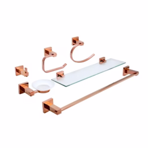 Acessórios para Banheiro Quadrado 6 peças São Francisco Pingoo - Dourado Rose