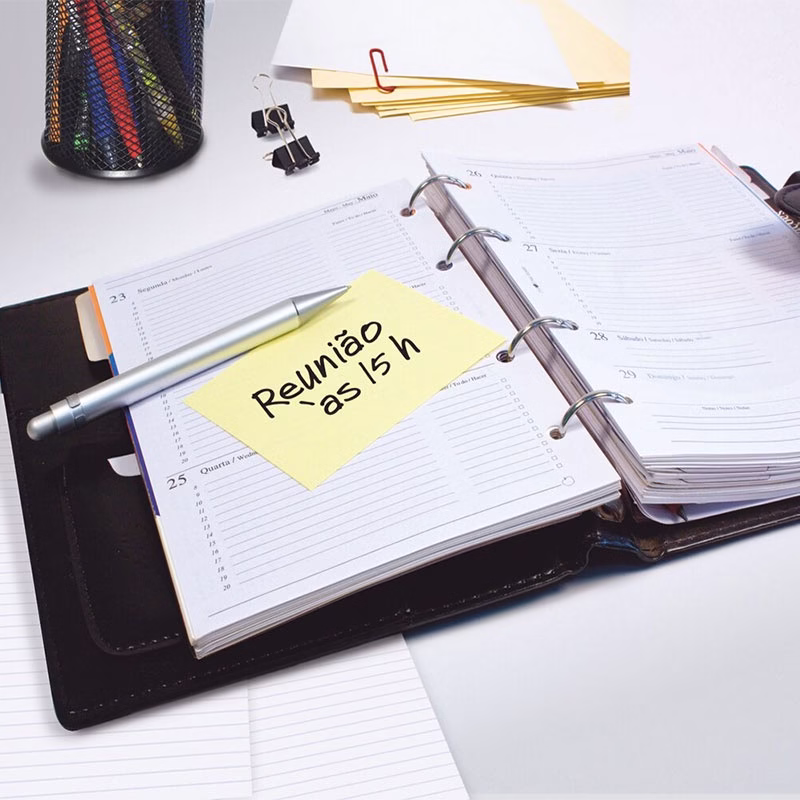 Bloco de notas adesivas Post-it amarelo 76x102mm 100 folhas 3M - Imagem 2