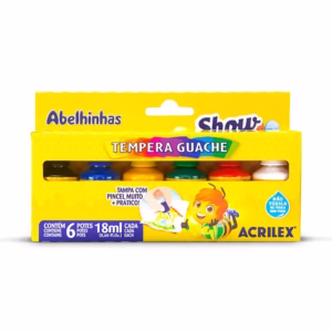 Tinta guache Show Color com pincel 6 cores 18ml 02005 Acrilex