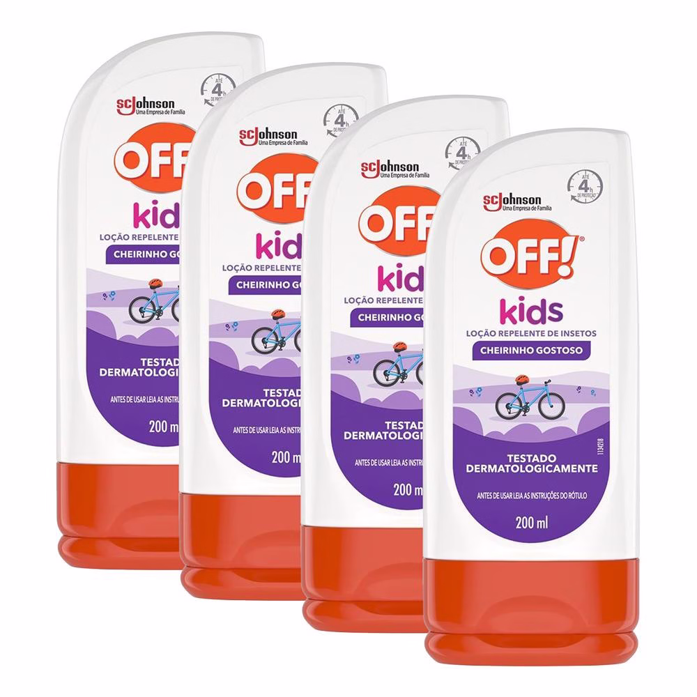Kit 4 Repelente de Insetos Loção Off! Kids 200ml