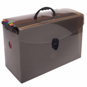 Maleta arquivo Delloplast com 10 pastas suspensas coloridas Fumê 0319.I Dello