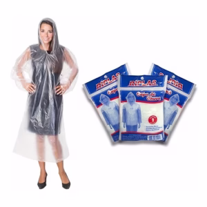 Capa de Chuva Descartável de Plástico Kit 3pçs