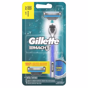 Aparelho de Barbear Gillette Mach3 Acqua-Grip + 2 Cargas