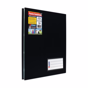 Pasta catálogo ofício 1880 Preta com 100 plásticos Chies