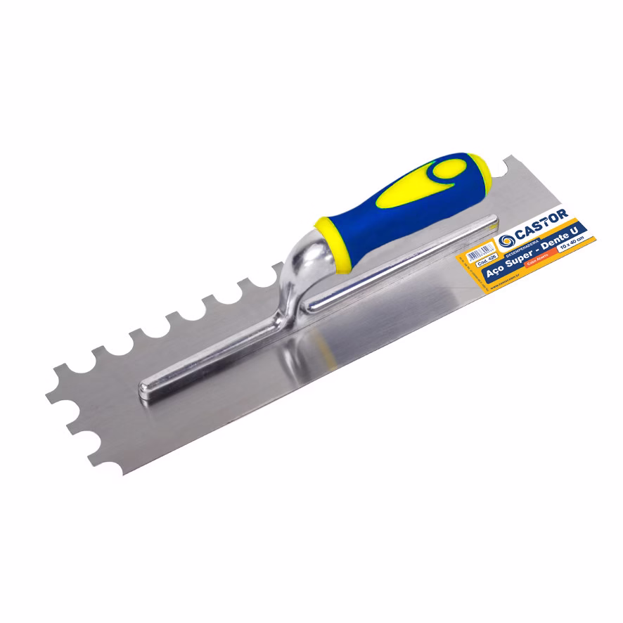 Desempenadeira aço 10x40cm Dentada em U Cabo embor. - Castor