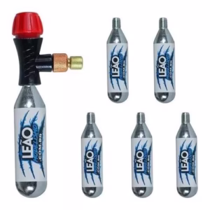 Adaptador Bomba Encher Pneus + 5 Capsulas Co2 16gr Bike Ciclismo Rosca 3/8