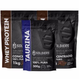 Kit: Whey Protein Concentrado 2kg + Taurina 500g Soldiers Nutrition Proteína Muscular