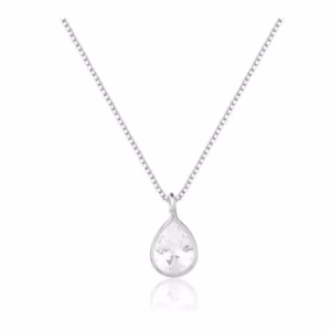 Colar Corrente Prata 925 Ponto de Luz Gota Prata 925 45cm