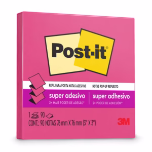 Bloco de notas super adesivas Post-it refil Poder Rosa 76x76mm 90 folhas 3M