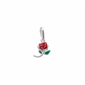 Pingente em prata 925 flor rosa vermelha 7mmx15mm