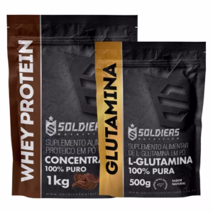 Kit: Whey Protein Concentrado 1kg + Glutamina 250g Soldiers Nutrition Proteína Muscular