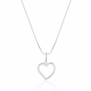 Colar prata 925 coração vazado 14mm x 20mm