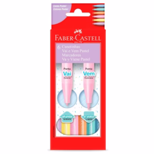 Caneta hidrográfica Vai e Vem 6 cores Pastel 150906VVZF Faber-Castell