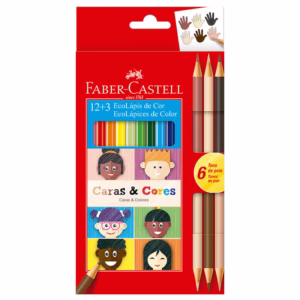 Lápis de cor 12 cores + 3 lápis bicolor Caras e Cores 120112CC Faber-Castell