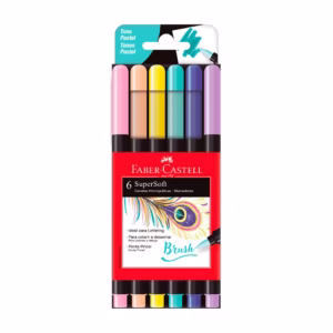 Caneta hidrográfica Supersoft Brush pastel com 6 unidades 15.0706TPSOFT Faber-Castell