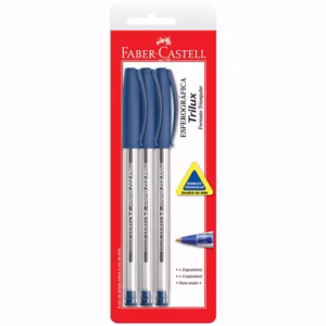 Caneta esferográfica Trilux Azul SM/032AZ com 3 unidades Faber-Castell