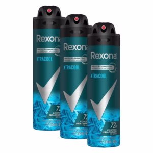 Kit com 3 Desodorantes Antitranspirantes Aerosol Masculino Rexona Xtracool 72 horas 150ml