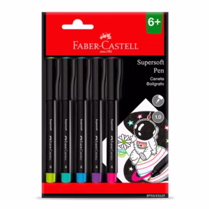 Caneta hidrográfica Supersoft Pen 1.0mm BPSS/ES5ZF com 5 unidades Faber-Castell