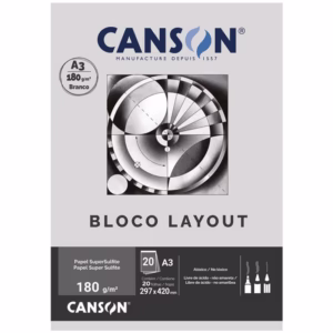 Bloco layout liso A3 180g com 20 folhas Canson