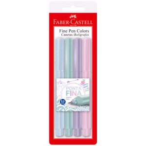 Caneta hidrográfica Fine Pen Colors Pastel FPB/TPZF com 4 unidades Faber-Castell