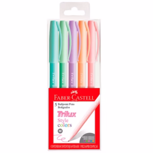 Caneta esferográfica Trilux Colors Pastel 032/ES5TP com 5 unidades Faber-Castell