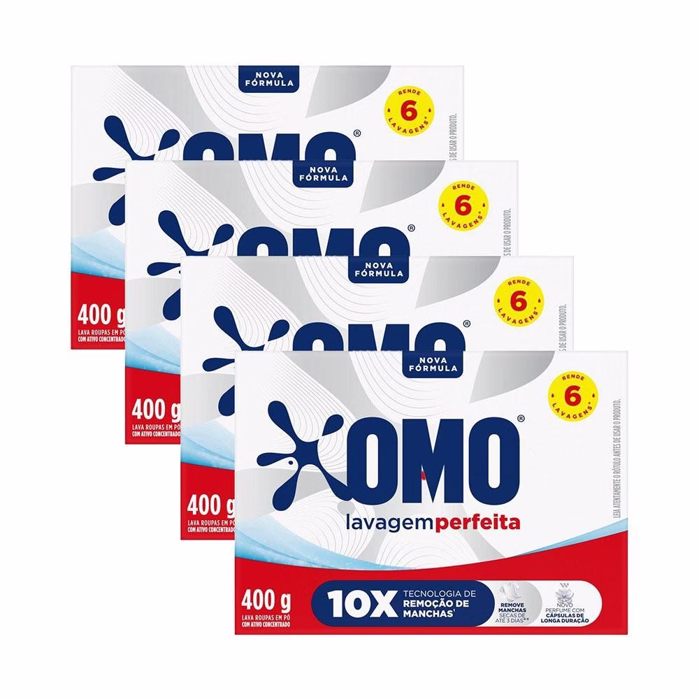 Kit 4 Lava-Roupas em Pó Omo Lavagem Perfeita 400g