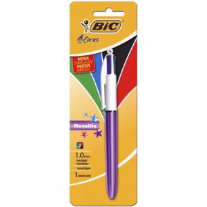 Caneta esferográfica 1.0 retrátil Roxa Metálica 4 cores Bic