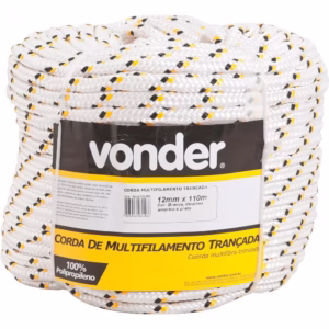 Corda Multifilamento Trançada 14 mm 4,5kg 50 metros Branca/Amarela Vonder